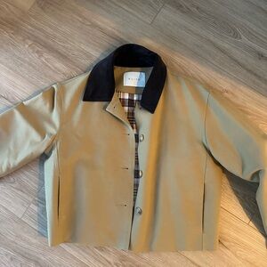 Olive Clothing Contrast Collar Barn Jacket Khaki
